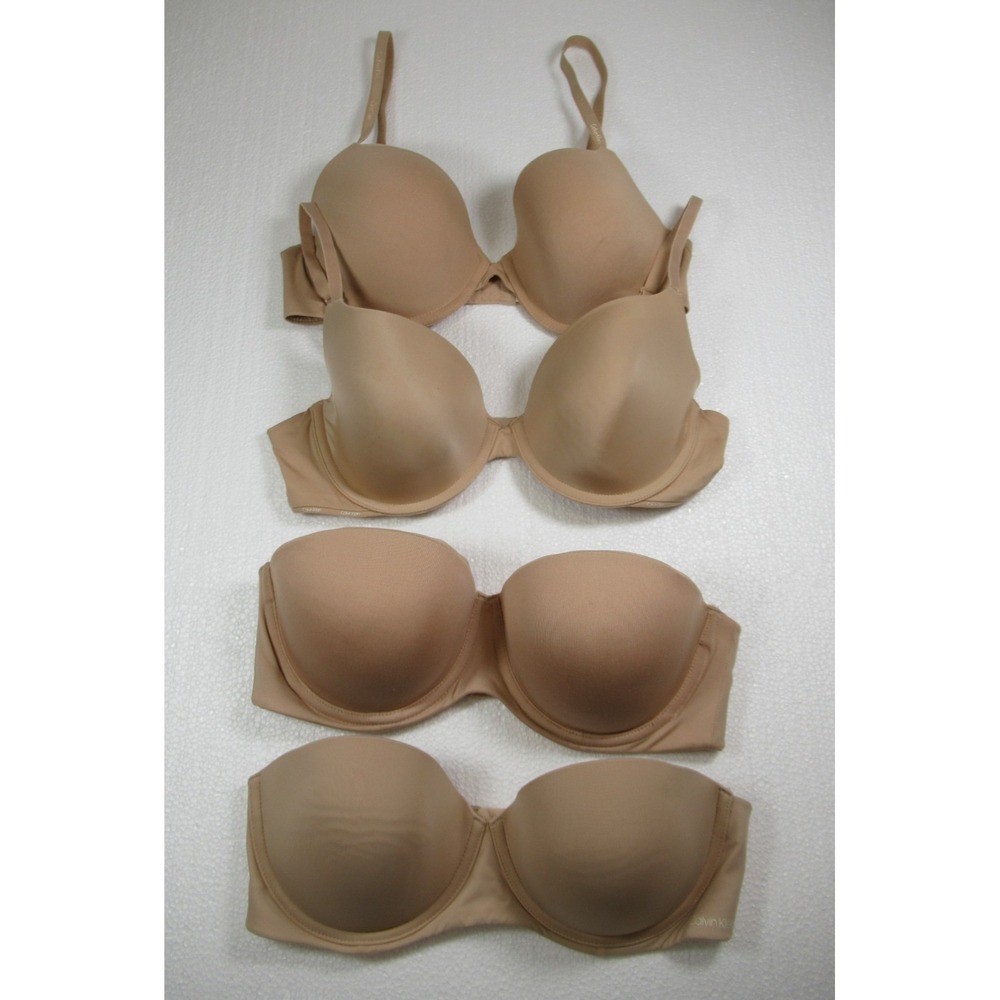 4 Calvin Klein Bras Lot Bundle 34C Beige Underwire qp1500o qp14290 qf5677 QP1520